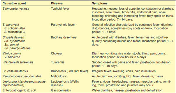 Figure 3 - Waterborne diseases caused by bacteria